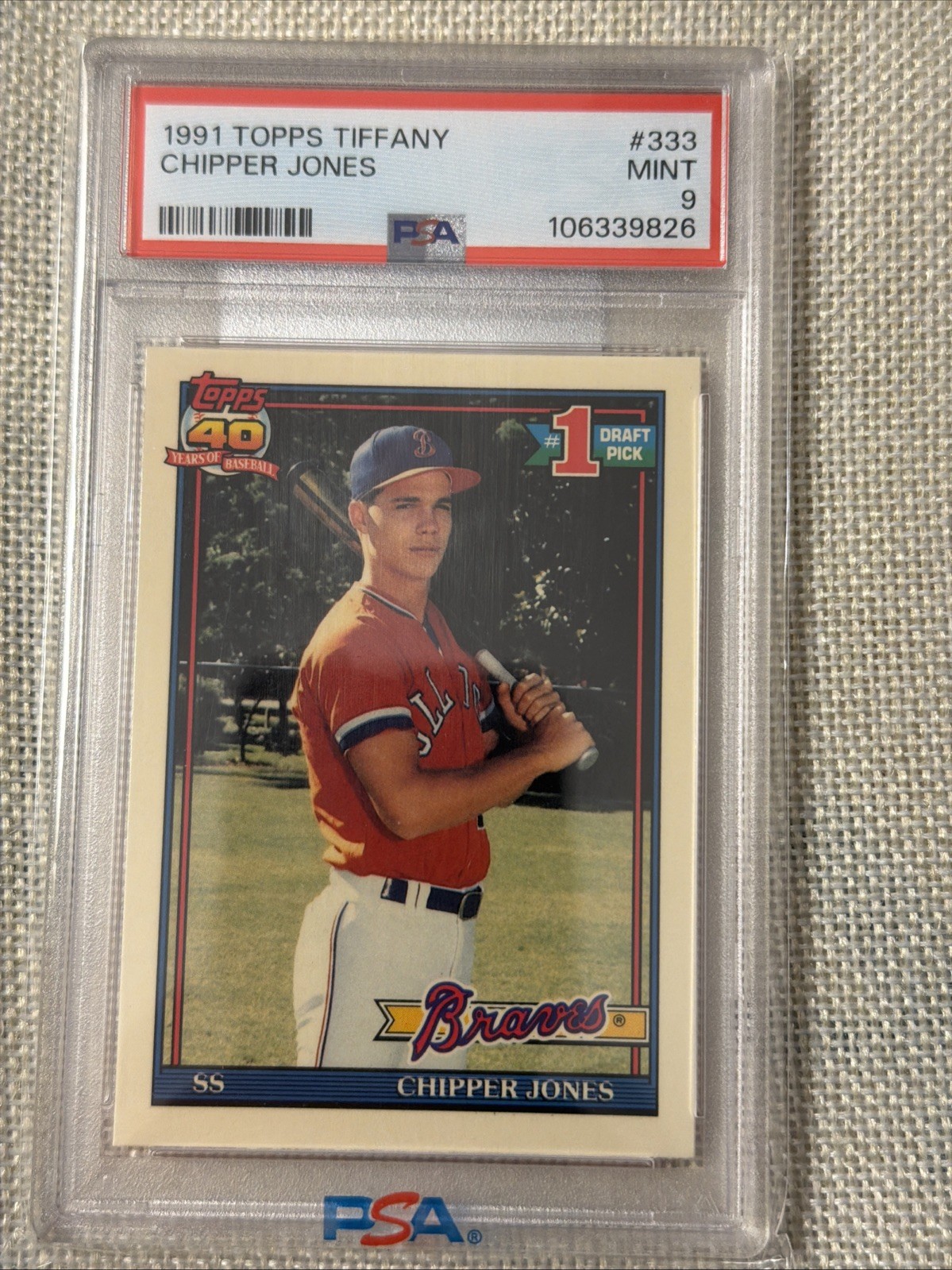 1991 TOPPS TIFFANY #333 CHIPPER JONES PSA 9