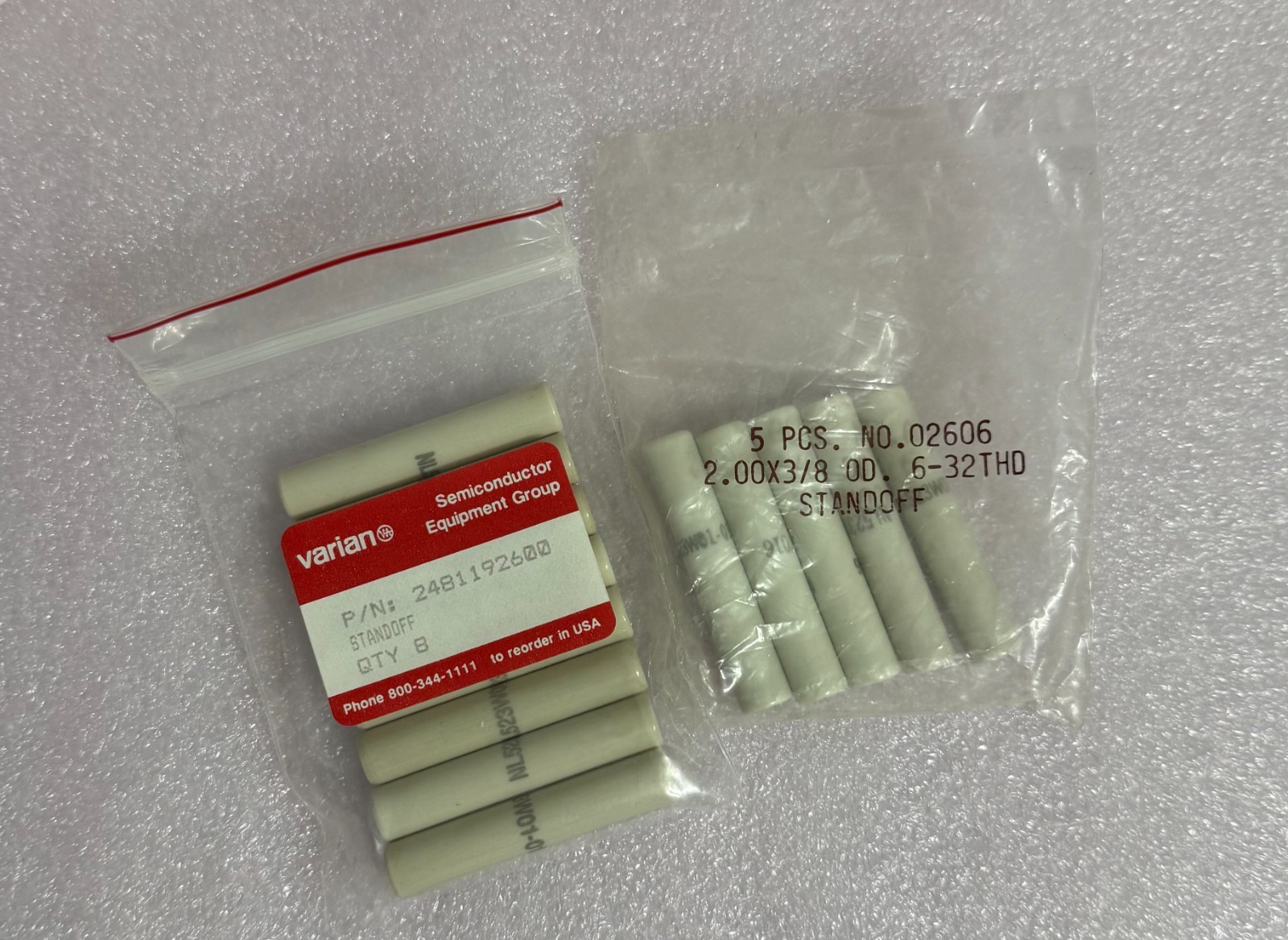 13ea NL523W01-016 Ceramic Standoff , Varian 2481192600, 6-32x3/8", L 2", OD 3/8"