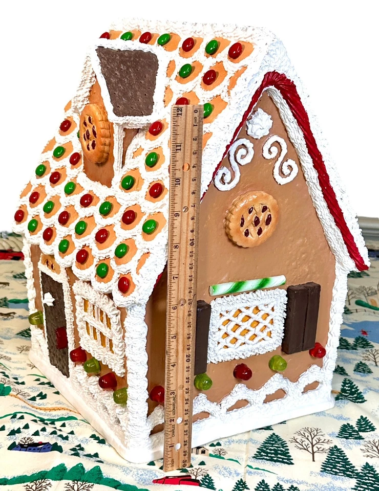 BIG Byers Choice Chocolate Shutter Chalet Gingerbread House 14" High EXC COND - Image 2 of 4
