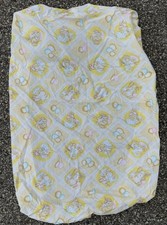 Vintage Dundee Mills Crib Fitted Sheet Yellow Sleeping Bunnies Cotton 70s Retro