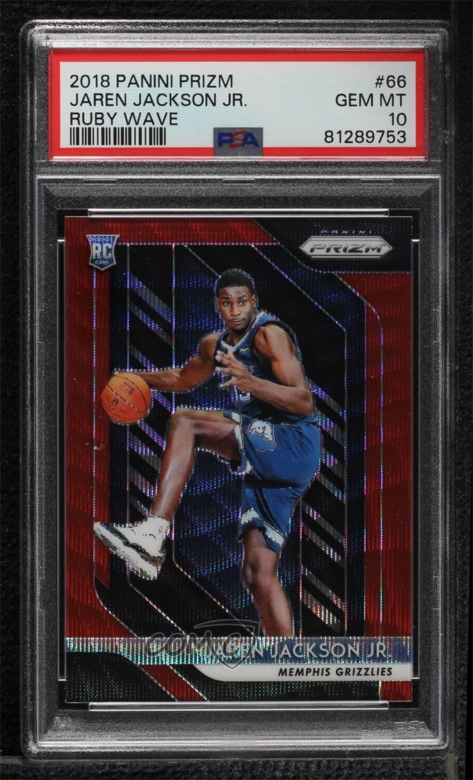 2018-19 Panini Prizm Ruby Wave Prizm Jaren Jackson Jr #66 PSA 10 GEM MT 17a5
