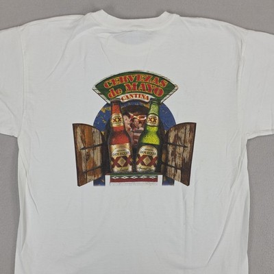 Dos Equis Cinco De Mayo Shirt Mens XL White Logo Spellout Beer Liquor Drink