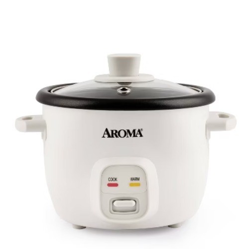 Aroma 4 Cup Pot Style Rice Cooker White: Nonstick, Stay-Cool Handles