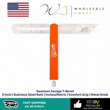 Swanson Savage T-Bevel 9 Inch | Stainless Steel Rule | Inches/Metric | Comfort G