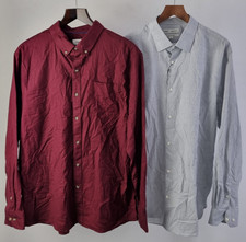 M S Men's Shirts 2Pcs Size XL Burgundy Med Grey 100 Cotton NEW F2