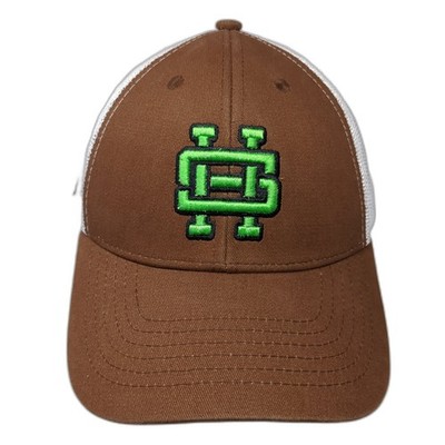 Hopsteiner Snapback Trucker Hat Brown One Size Adjustable Embroidered Mesh Back