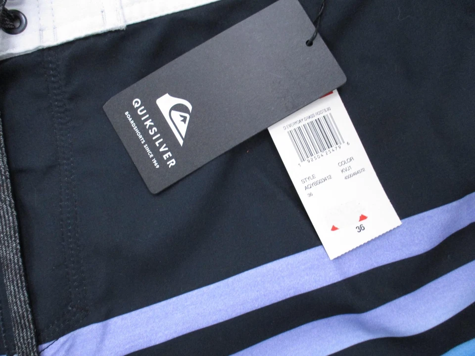 Quiksilver Board Shorts Mens 36 Striped Grass Roots 20 Swim Trunks New With Tags - Image 3 of 4