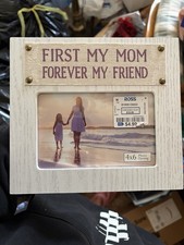 White Wood 4x6 Photo Frame Landscape Rectangle "First My Mom Forever My Friend"