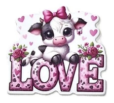 5 Pc - Love Cow - Acrylic Flatback Charms - For Badge Reels - DIY Crafts