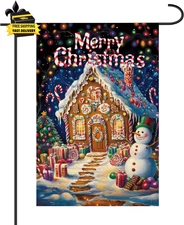 Christmas Candy Garden Flag, 18X12In Double Sided Merry Holiday Yard Flag with C