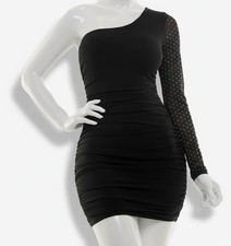 City Studios Women's Juniors Black One-Shoulder Studded Mini Dress Size L