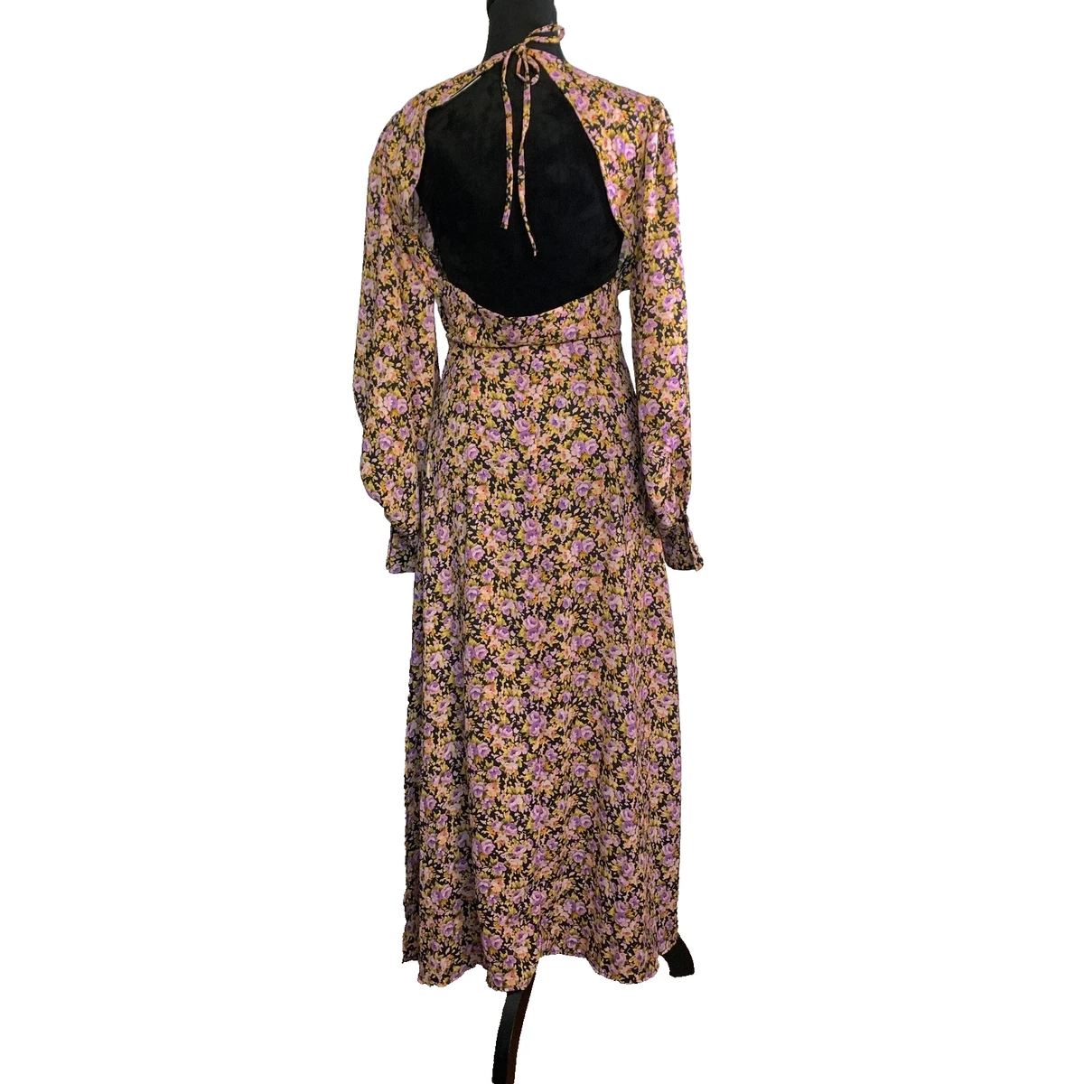 chinese dress ladies Rent Topshop Ruched Front Long Sleeve Printed Midi Dress In Mono Floral  Print main image 0