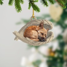 Personalize Cairn Terrier Dog Sleeping Angel Ornament, Dog Hanging Xmas Ornament