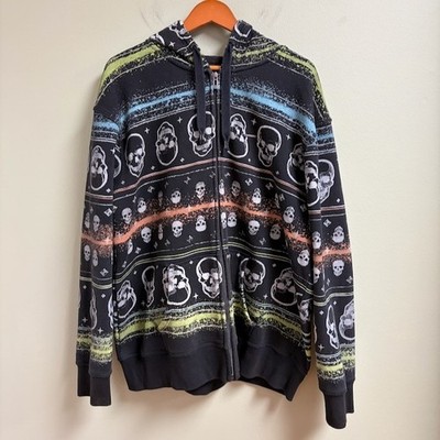 VTG ECKO UNLTD Full Zip Y2K Skulls Hoodie Size 2XL Jesse Pinkman Style Grunge