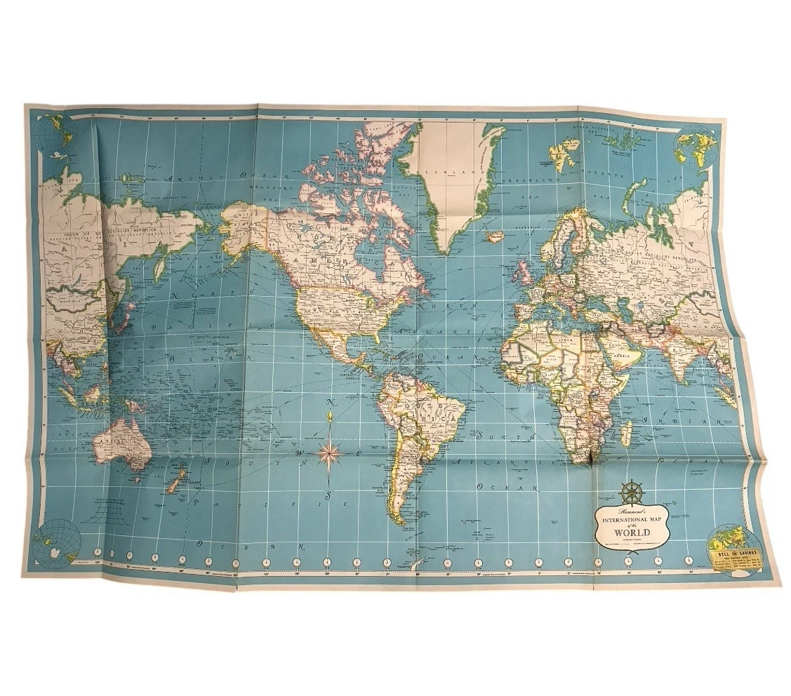 古董世界地图、地图册World 1950-1959 日期范围| eBay