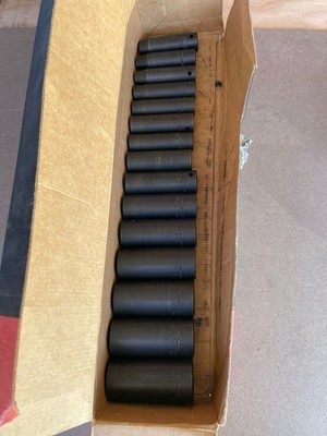 Proto 1/2In Drive 6Pt Deep Thin Wall Impact Socket Set 15PC. Part Number J74117