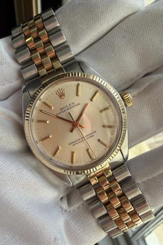 1974 Rolex Oyster Perpetual 1005 Automatic 34mm Steel Gold Vintage Watch