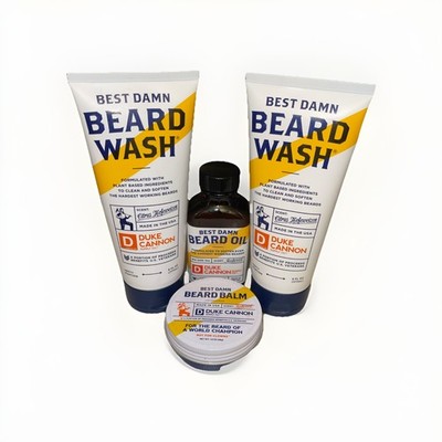 4 PIECE DUKE CANNON BEST DAMN BEARD BUNDLE! 2 Beard Wash, Beard Oil & Balm. NEW!