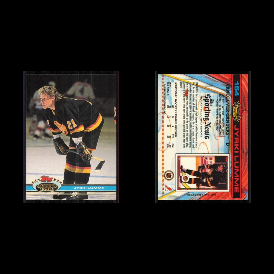 Jyrki Lumme #154 1991 Topps Stadium Club Vancouver Canucks Hockey Card NHL NM - Image 3 of 3