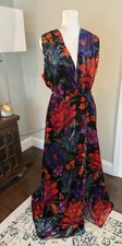 NWT Farm Rio Flower Wrap Maxi Sleeveless Floral Crushed Velvet Party Dress Med