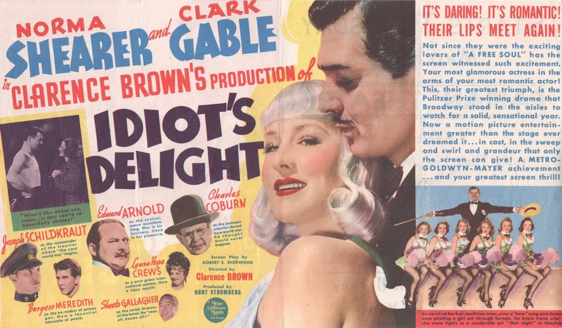 IDIOT'S DELIGHT (1939) Norma Shearer Clark Gable ORIGINAL MOVIE HERALD