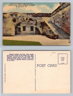 St Augustine, Florida, Castillo de San Marcos Ramp Gun Deck Vintage Postcard