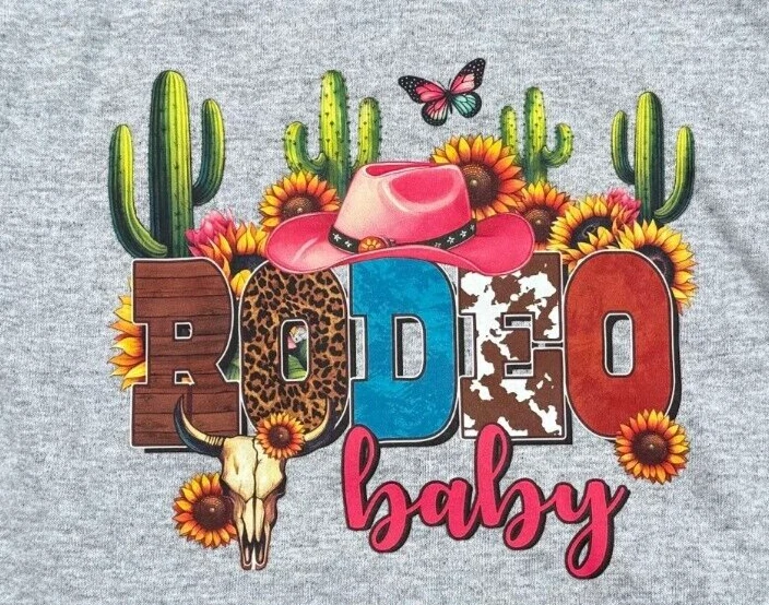 New Hanes Gray Cowboy Cowgirl Western Rodeo Baby Graphic T-Shirt Kids Size 3T - Image 2 of 2