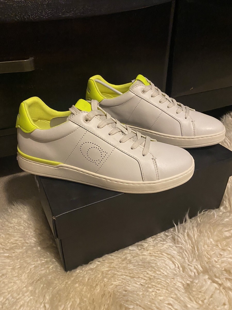 COACH Coach Women's Lowline Leather Low Top Sneaker *Size 9 Neon