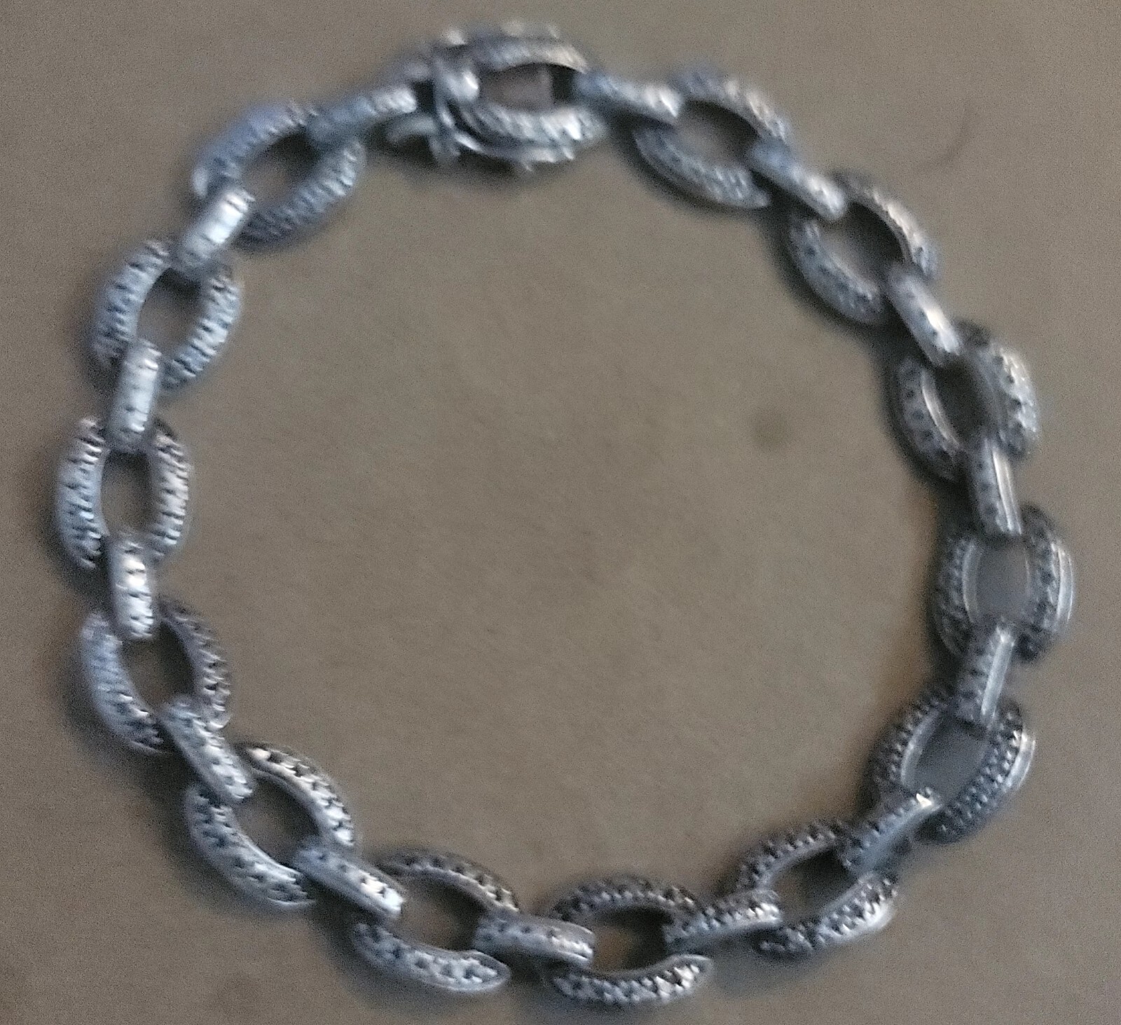 Solid Sterling 925 Silver, Flat "O" Link Bracelet… - image 2