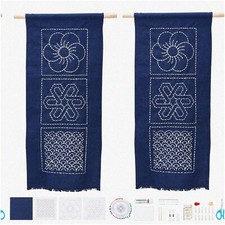 Sashiko StitchCraft: DIY Embroidery Kit - 2 Sets for Traditional Wall Hanging De