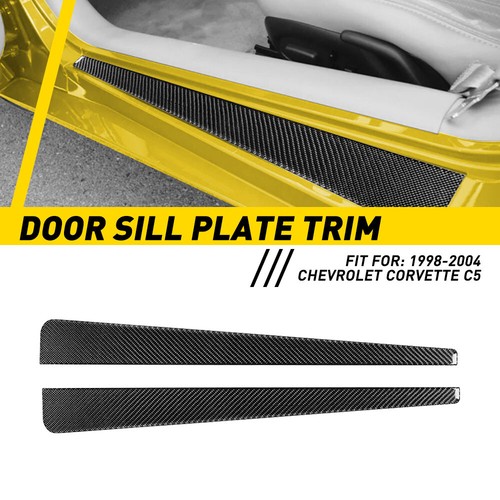 Carbon Fiber Door Sill Plate Trim Cover Fit for 19982004 Chevrolet