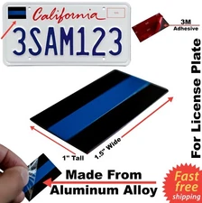 ALUMINUM Thin Blue Line License Sticker Decal Emblem Police Officer 1.5" x 1" 3M
