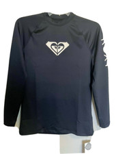 Roxy Women's Whole Hearted Long Sleeve Upf 50 Rashguard Black Size L
