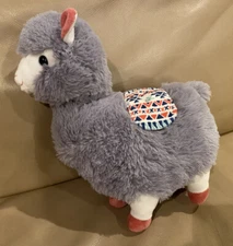 Kellytoy LLAMA ALPACA Plush 11" Gray Blue Red Saddle Blanket