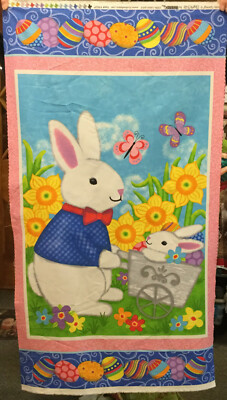  ''Hello Spring!'' Easter fabric Panel 23'' x 44''     