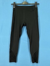 PINK SPORT Victoria's Secret BLACK Stretch Knit LACE BOTTOM Yoga Gym LEGGINGS M