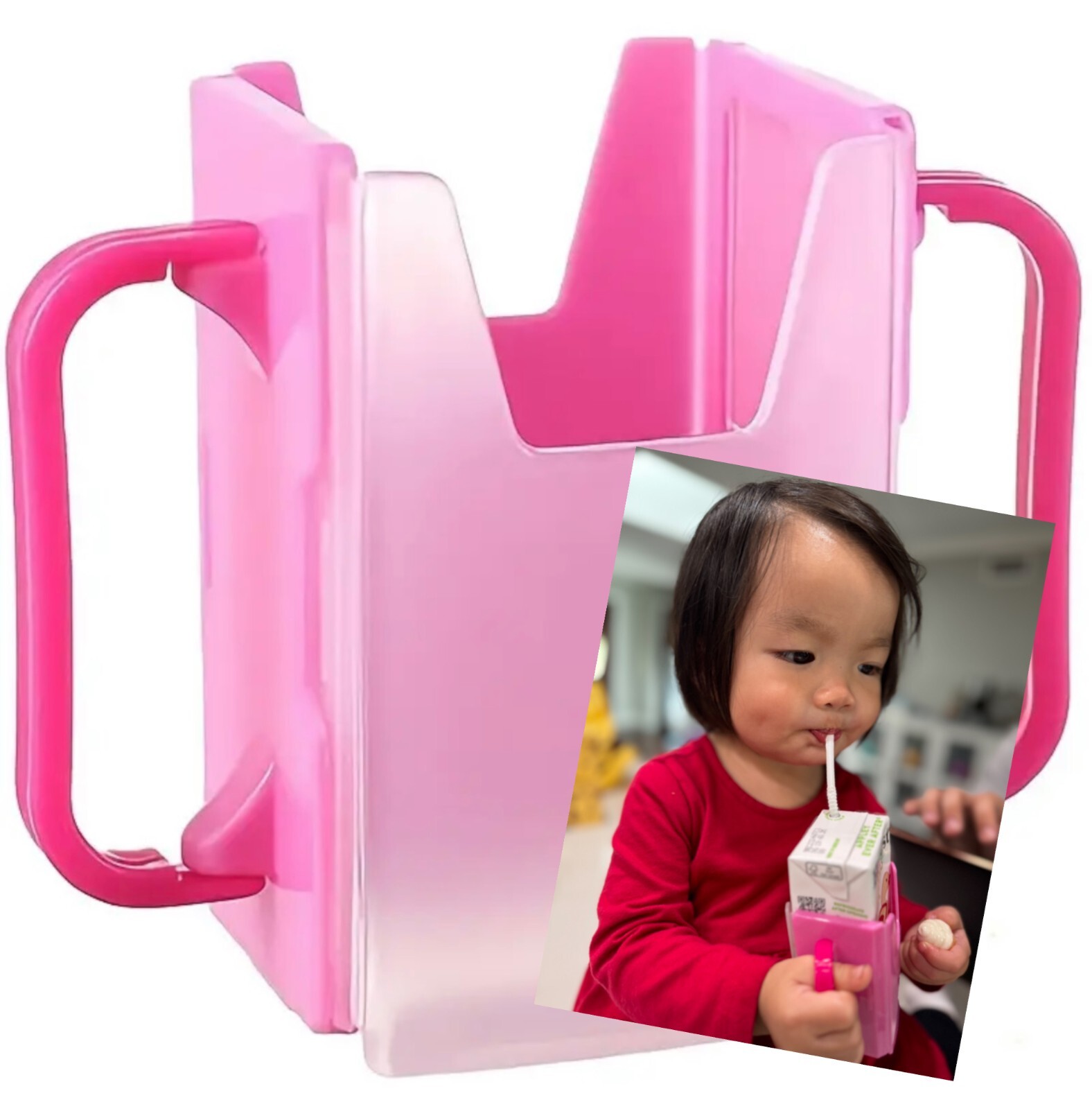 Juice box holder toddler kid squeeze proof adjustable - tari