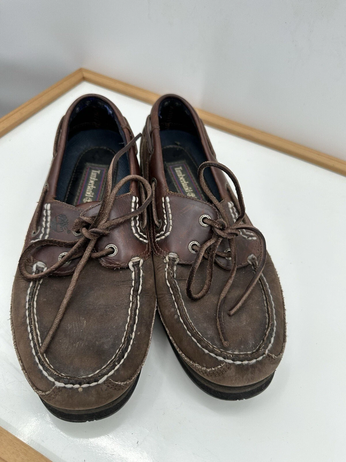 Cravatta mocassini Timberland in pelle ~ uomo taglia 9 5 ~ marrone ~ ottime condizioni