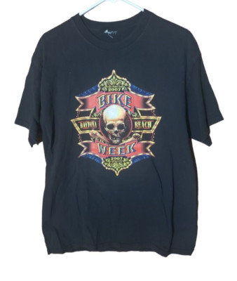 Daytona Beach Bike Week Shirt Adult Large Bikerfest Tribal Skull Motorcycle 2007