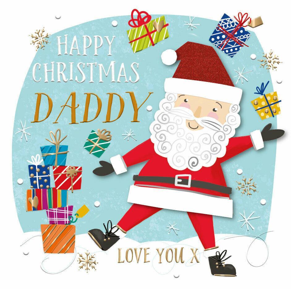 Carte De Noël "To A GREAT DAD HAPPY CHRISTMAS" - 16x16 Cm, Handmade, Talking Pictures, Neuve