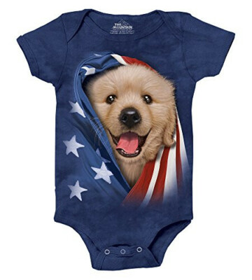 The Mountain Pat Golden Pup-Onesie Infant Baby Onesie, Blue, 18 Month Old Baby