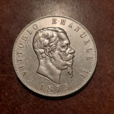 VITTORIO EMANUELE II - 5 Lire 1875 Roma Argento - C_123.