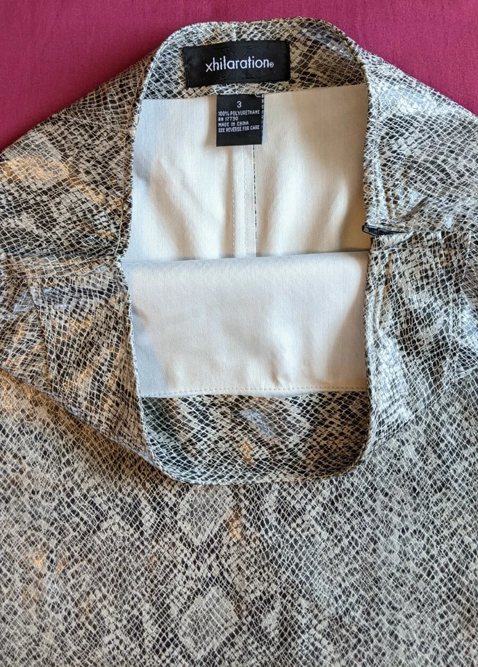 Винтажный 90-х размер 3 / XS змеиной кожи искусственной кожи карандаш юбка желтовато-коричневый черный отличном  - Изображение 4 из 4