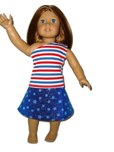 2 pc Patriotic Top Skirt Outfit 18" Doll Clothes fits popular Girl dolls - Picture 1 of 3