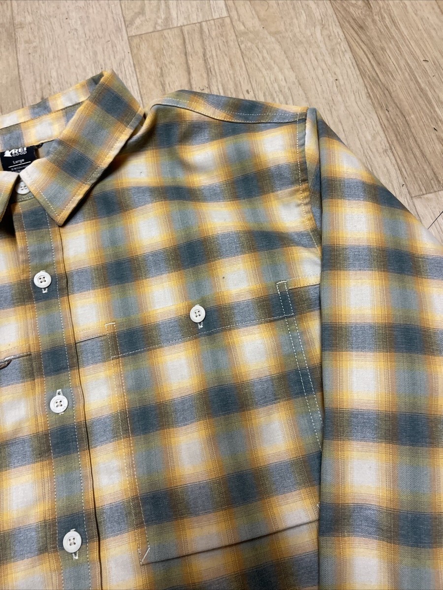 Chemise REI Co-Op Homme M Vert Plaid Sahara Nylon Boutonnée
