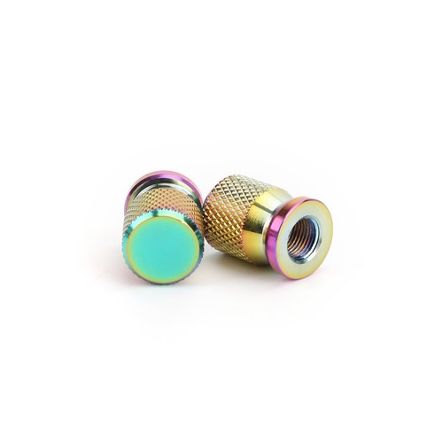 2pcs CNC Burnt Titan-color Motorcycle Tire Valve Cap Cover Wheel Decoration, - Picture 7 of 11