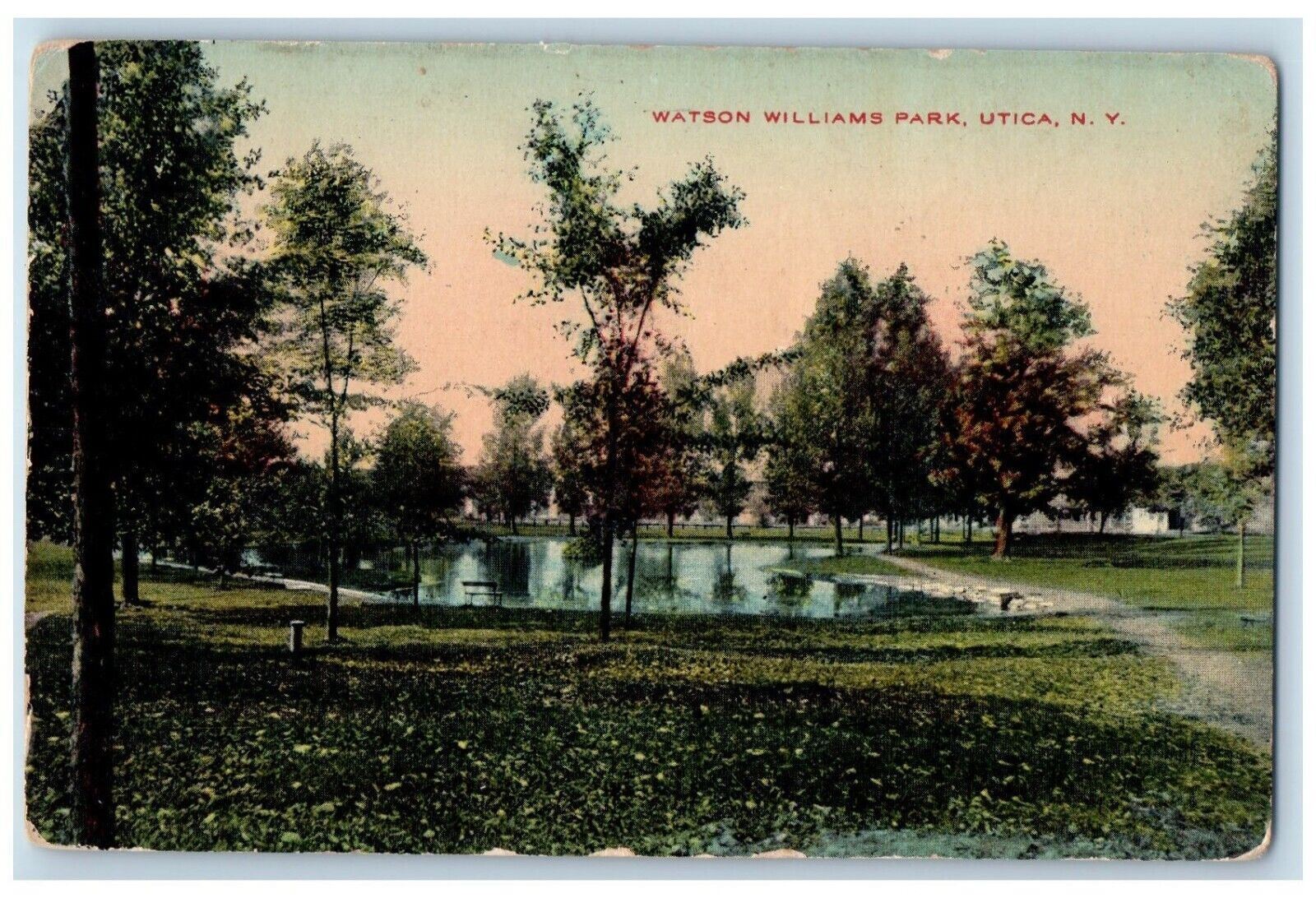 1914 View Of Watson Williams Park Utica New York NY Posted Antique Postcard