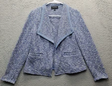 Talbots Blazer Jacket Women XS Multi Textured Tweed Long Sleeve Open Drape Front