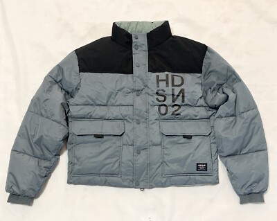 NWT Hudson Stormy Puffer Jacket Mens Size Small Full Zip Boxy Gray MSRP $358