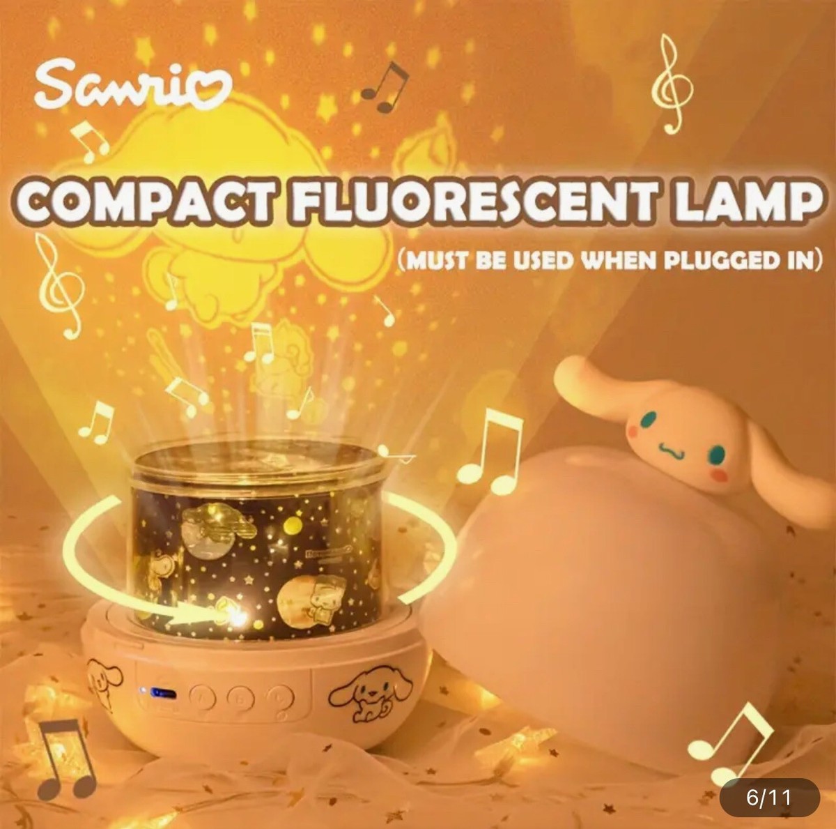 Cinnamoroll Projector Sanrio Night Light USB Powered 360 Rotation